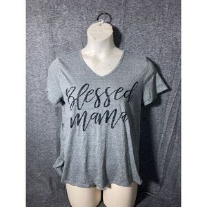 Signature Studio Women's Blessed Mama Grapic High low Relaxed T-shirt Grey Large